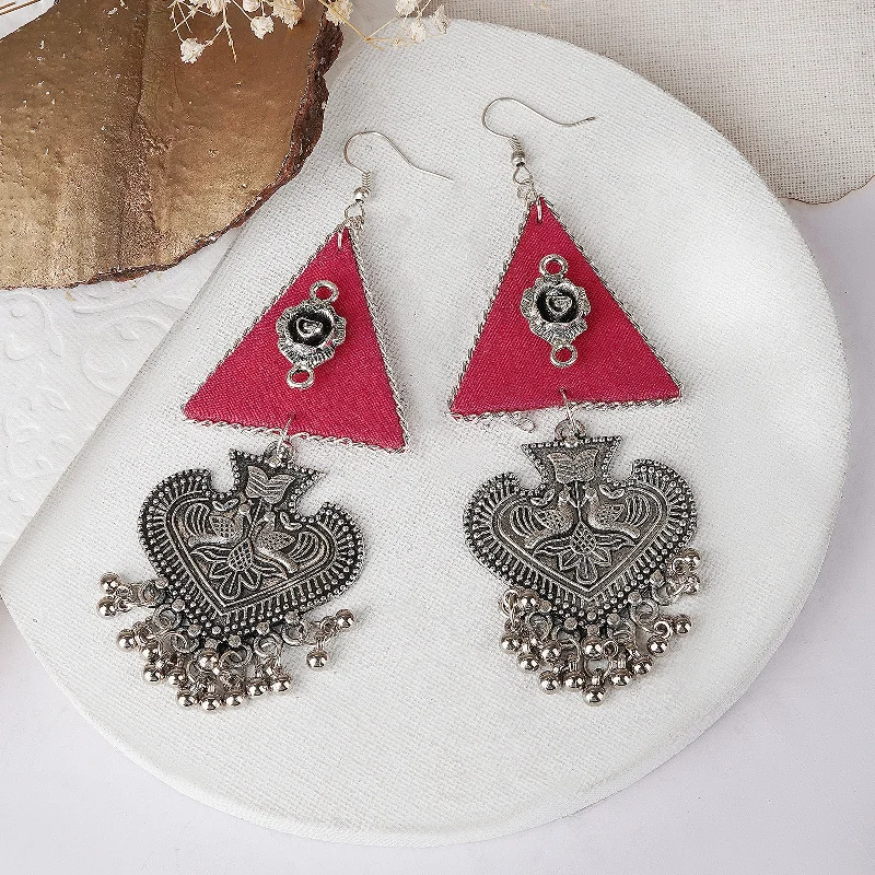 Seasonal Jewelry Deals – Elevate Your Style Teejh Zue Pink Fabric and Silver Oxidised Earring Seasonal Jewelry Deals – Elevate Your Style Teejh Zue Pink Fabric and Silver Oxidised Earring