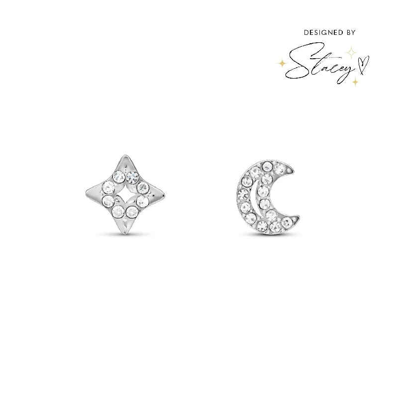 Fashion-Forward Jewelry At Exclusive Discounts Moon and Back Moon & Star Stud Earrings (Silver) Fashion-Forward Jewelry At Exclusive Discounts Moon and Back Moon & Star Stud Earrings (Silver)