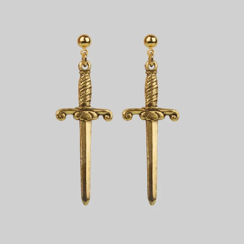 Luxury Jewelry Sale – Sparkle For Less TRUST. Dagger Earrings - Gold