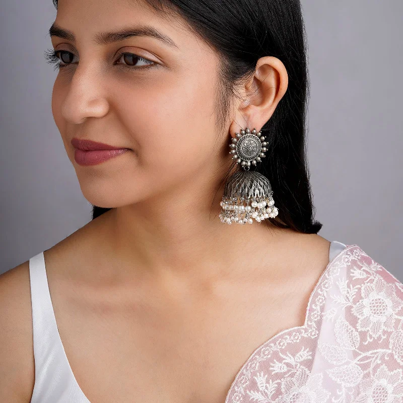 Elegant Jewelry, Exclusive Prices – Shop Now Vedha Silver Oxidised Pearl Earring