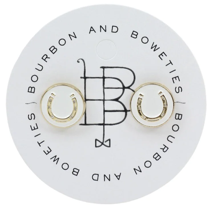 Personalized Engraved Jewelry For Meaningful Gifts White Horseshoe Stud Earring