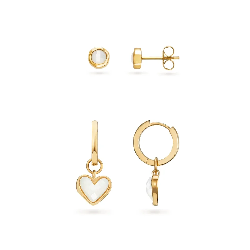 Shop High-Quality Jewelry At Jaw-Dropping Discounts White Quartz Heart & Stud Earrings Bundle (Gold) Shop High-Quality Jewelry At Jaw-Dropping Discounts White Quartz Heart & Stud Earrings Bundle (Gold)
