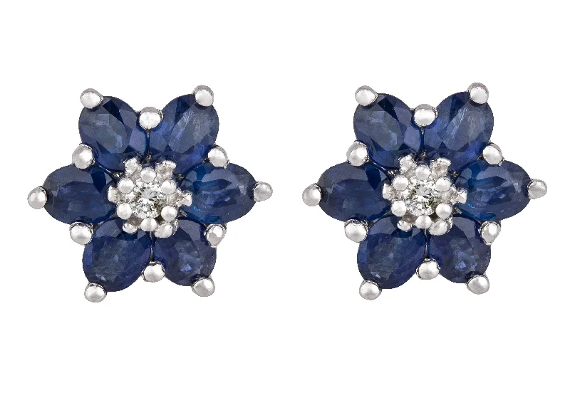 Personalized Jewelry Sale – Unique Pieces At Great Prices Women's EFFY 14K White Gold 0.06ctw Diamond & Blue Sapphire Flower Stud Earrings Personalized Jewelry Sale – Unique Pieces At Great Prices Women's EFFY 14K White Gold 0.06ctw Diamond & Blue Sapphire Flower Stud Earrings