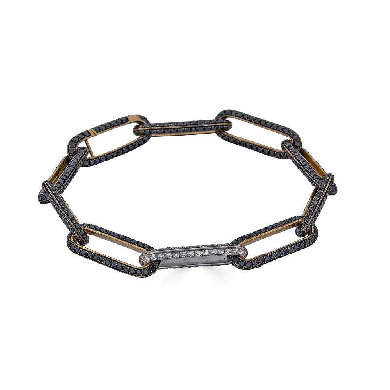 Luxury Handcrafted Jewelry For Elegant Looks Black Diamond Paper Clip Bracelet