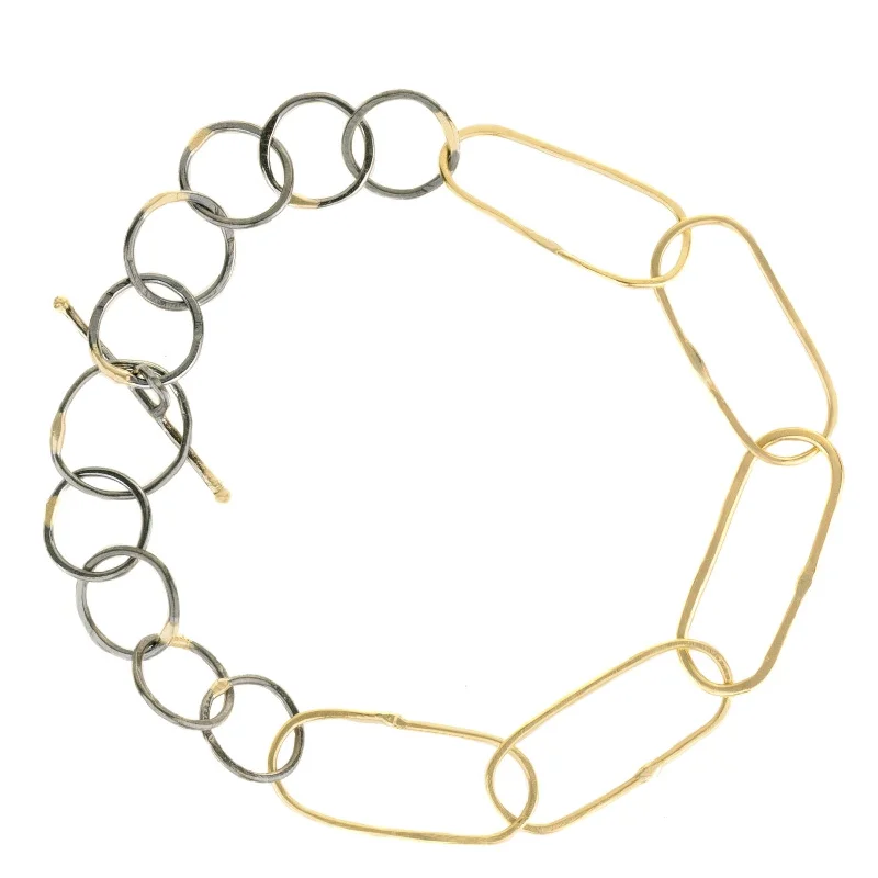 Your Perfect Accessory At The Perfect Price Breezy Chain Link Bracelet - 18k Gold + Oxidized Argentium Silver Your Perfect Accessory At The Perfect Price Breezy Chain Link Bracelet - 18k Gold + Oxidized Argentium Silver