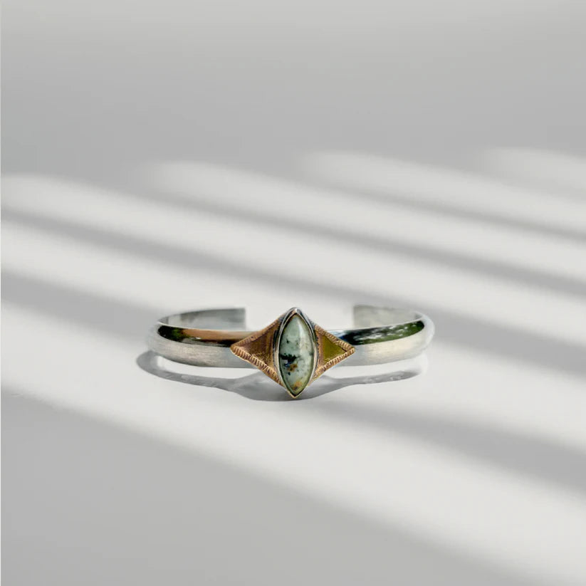 Timeless Beauty, Unbeatable Deals – Jewelry Sale On Celestial Cuff - Oxidized Brass, Sterling Silver + African Turquoise