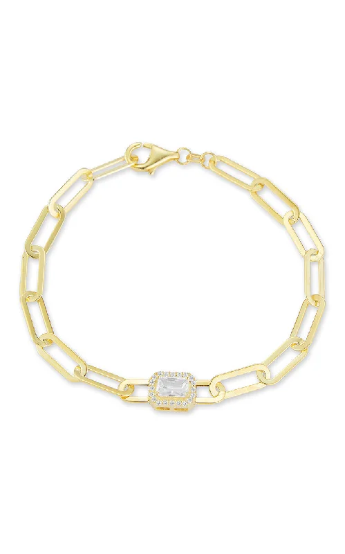Romantic Heart-Shaped Jewelry For Special Gifts CZ Paperclip Link Bracelet