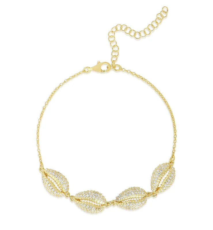 Fashion-Forward Geometric Jewelry For Contemporary Style CZ Pavé Shell Bracelet