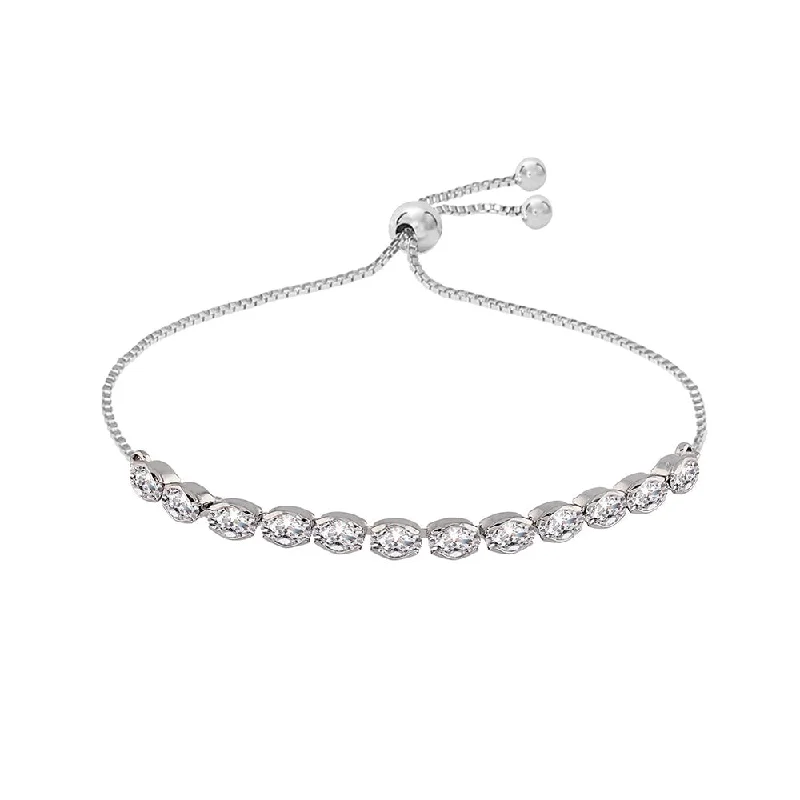 Exclusive Jewelry Sale – Sparkle For Less Etnico Rhodium-Plated Pull Chain Bracelet (Women) - ADB169S Exclusive Jewelry Sale – Sparkle For Less Etnico Rhodium-Plated Pull Chain Bracelet (Women) - ADB169S