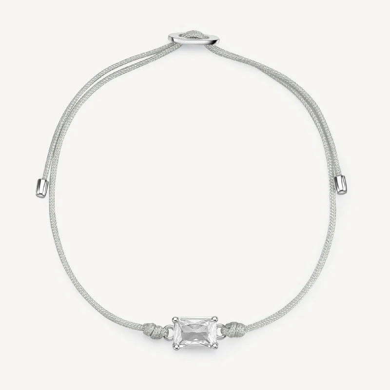 Get The Sparkle You Love At Prices You Adore Fancy White Stone Cord Bracelet in Sterling SIlver Get The Sparkle You Love At Prices You Adore Fancy White Stone Cord Bracelet in Sterling SIlver