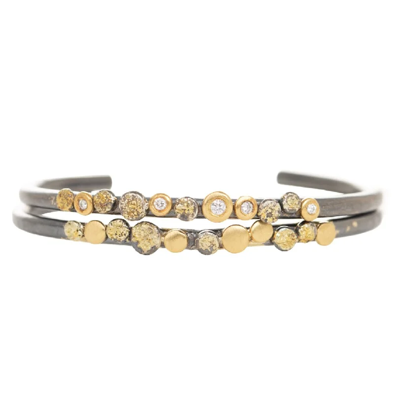 Luxury Meets Affordability – Jewelry Sale Live Now In Bloom Stacking Skinny Cuff - 22k Gold Dust, 18k Gold, Oxidized Silver + Reclaimed Diamonds Luxury Meets Affordability – Jewelry Sale Live Now In Bloom Stacking Skinny Cuff - 22k Gold Dust, 18k Gold, Oxidized Silver + Reclaimed Diamonds