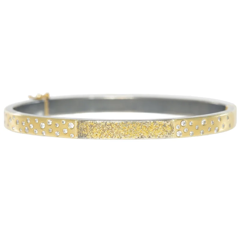 The Perfect Jewelry Piece At The Perfect Discount KMJ Essential Hinged Bangle + Diamonds - 22ky, 18ky, Oxidized Silver + VS Diamonds The Perfect Jewelry Piece At The Perfect Discount KMJ Essential Hinged Bangle + Diamonds - 22ky, 18ky, Oxidized Silver + VS Diamonds