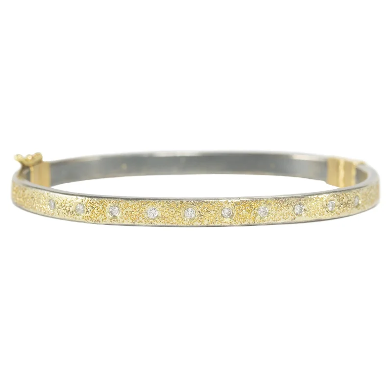 Fashion-Forward Jewelry At Exclusive Discounts KMJ Essential Hinged Bangle (Dusted with Diamonds) - 22ky, 18ky, Oxidized Silver + VS Diamonds Fashion-Forward Jewelry At Exclusive Discounts KMJ Essential Hinged Bangle (Dusted with Diamonds) - 22ky, 18ky, Oxidized Silver + VS Diamonds
