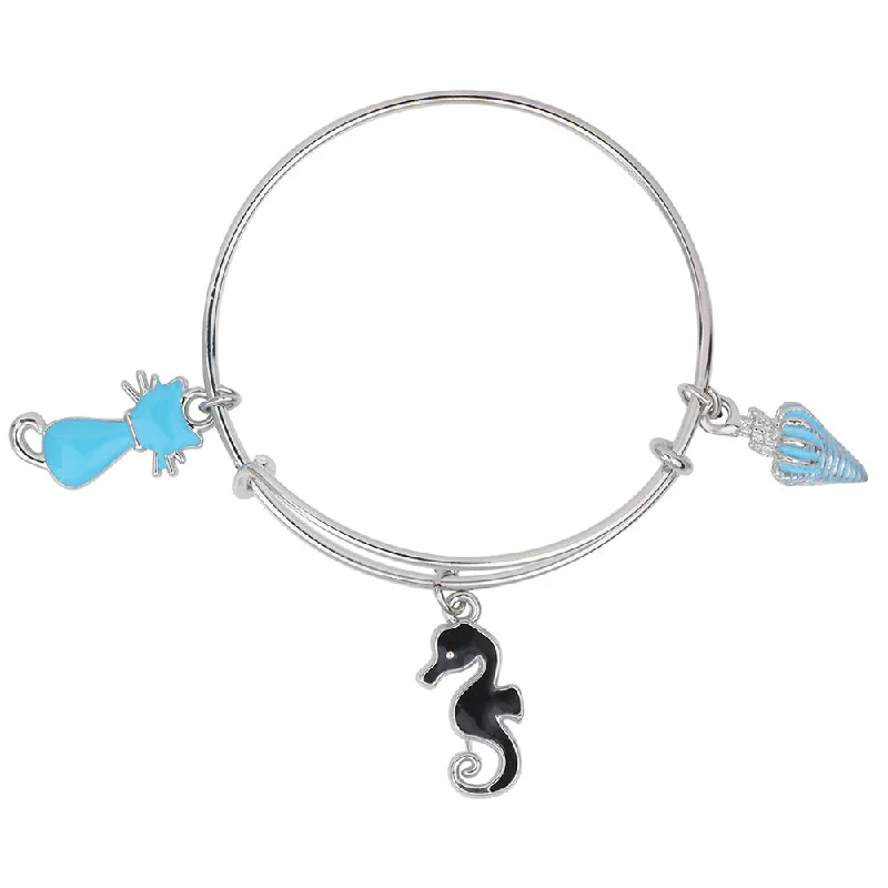 Unmissable Deals On Handmade Jewelry Collections Mahi Cat & Sea Horse Shaped Enamel Work Charm Bracelet with Rhodium Plated for Girls (BRK1100876R) Unmissable Deals On Handmade Jewelry Collections Mahi Cat & Sea Horse Shaped Enamel Work Charm Bracelet with Rhodium Plated for Girls (BRK1100876R)