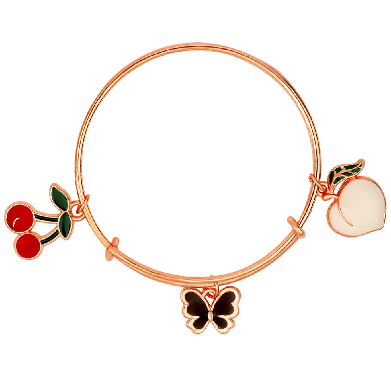 Bold And Beautiful Jewelry Now At Irresistible Prices Mahi Cherry & Butterfly Shaped Rose Gold Plated Enamel Work Charms Bracelet for Kids (BRK1100867Z) Bold And Beautiful Jewelry Now At Irresistible Prices Mahi Cherry & Butterfly Shaped Rose Gold Plated Enamel Work Charms Bracelet for Kids (BRK1100867Z)