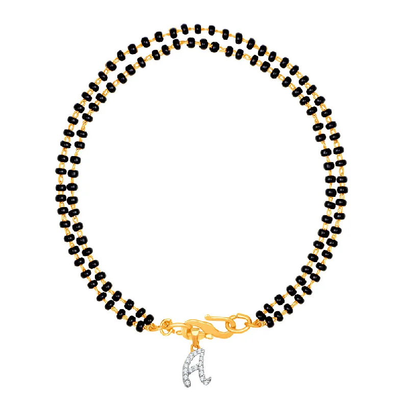 Don't Miss Our Biggest Jewelry Sale Of The Season Mahi Dual Chain 'A' Alphabet Initial Mangalsutra Bracelet with Beads and Cubic Zirconia for Women (BR1100804G) Don't Miss Our Biggest Jewelry Sale Of The Season Mahi Dual Chain 'A' Alphabet Initial Mangalsutra Bracelet with Beads and Cubic Zirconia for Women (BR1100804G)