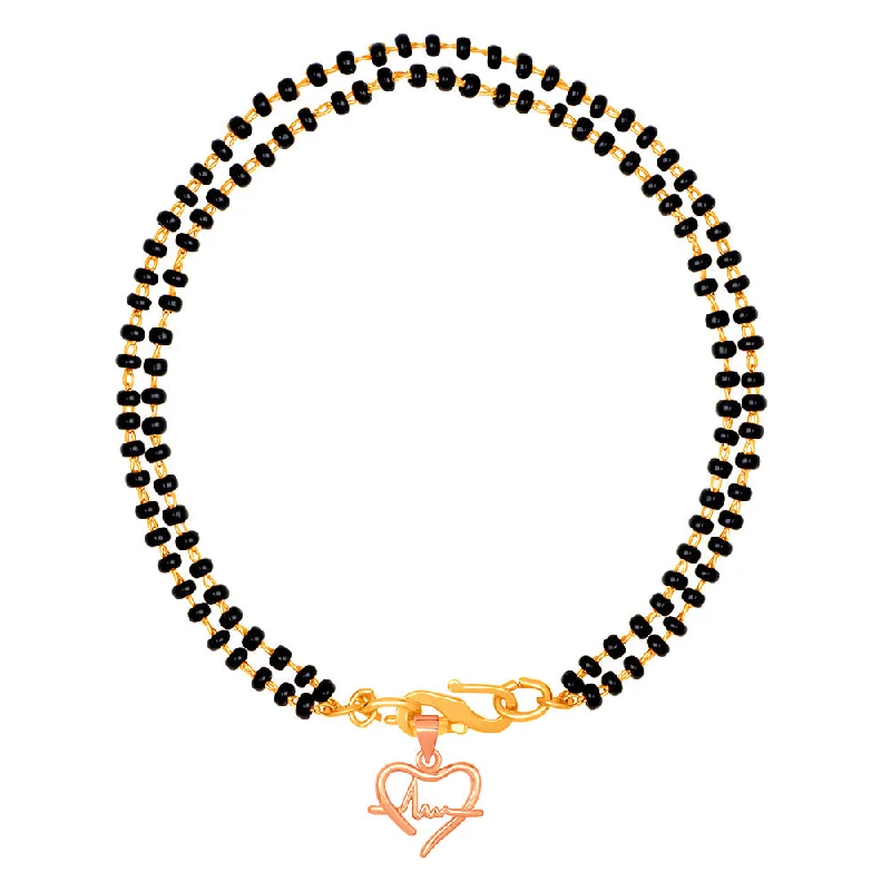 Make Every Moment Shine – Jewelry Discounts Available Mahi Dual Chain Heart Beat Charm Mangalsutra Bracelet with Beads for Women (BR1100493M)