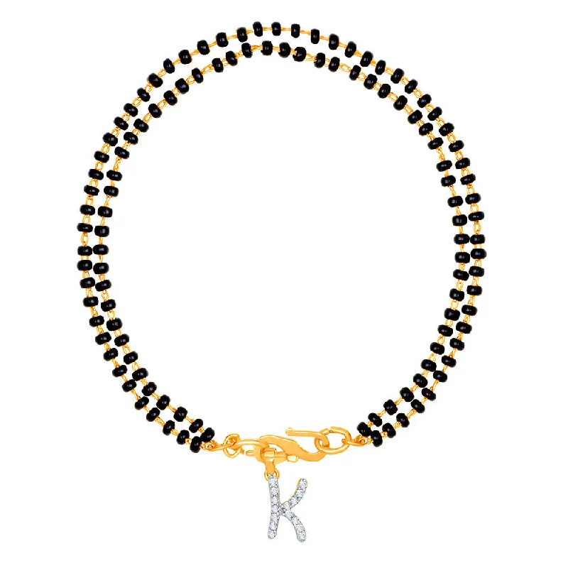 Timeless Jewelry At Special Discount Rates Mahi Dual Chain 'K' Alphabet Initial Mangalsutra Bracelet with Beads and Cubic Zirconia for Women (BR1100500G) Timeless Jewelry At Special Discount Rates Mahi Dual Chain 'K' Alphabet Initial Mangalsutra Bracelet with Beads and Cubic Zirconia for Women (BR1100500G)