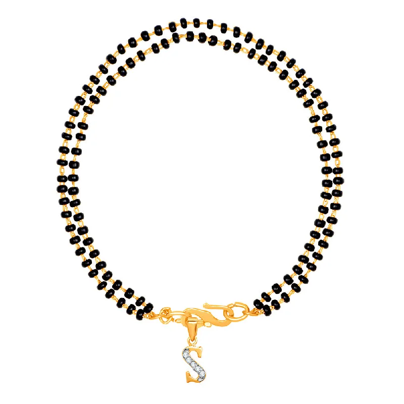 Shop Stylish Jewelry Now And Save Big Mahi Dual Chain 'S' Alphabet Initial Mangalsutra Bracelet with Beads and Cubic Zirconia for Women (BR1100805G) Shop Stylish Jewelry Now And Save Big Mahi Dual Chain 'S' Alphabet Initial Mangalsutra Bracelet with Beads and Cubic Zirconia for Women (BR1100805G)