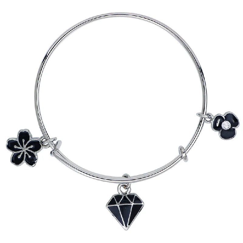 Elegant Necklaces And Bracelets At Limited-Time Offers Mahi Floral & Dimond Shaped Enamel Work Charm Bracelet with Rhodium Plated for Girls (BRK1100878R) Elegant Necklaces And Bracelets At Limited-Time Offers Mahi Floral & Dimond Shaped Enamel Work Charm Bracelet with Rhodium Plated for Girls (BRK1100878R)