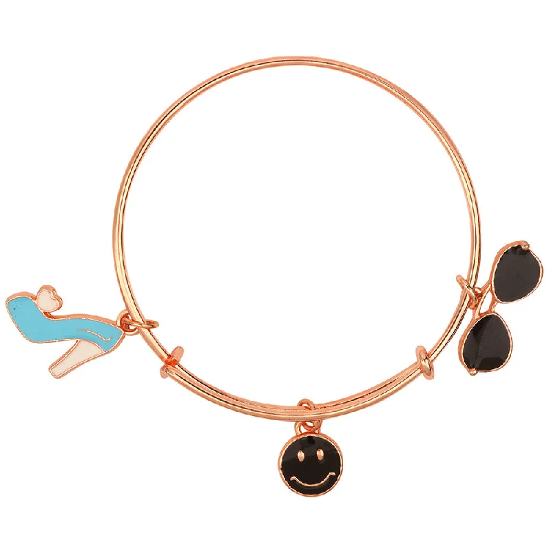 Premium Jewelry, Premium Discounts – Act Fast Mahi Gogal, Smiley & Sandal Shaped Rose Gold Plated Enamel Work Charm Bracelet for Girls (BRK1100871Z) Premium Jewelry, Premium Discounts – Act Fast Mahi Gogal, Smiley & Sandal Shaped Rose Gold Plated Enamel Work Charm Bracelet for Girls (BRK1100871Z)