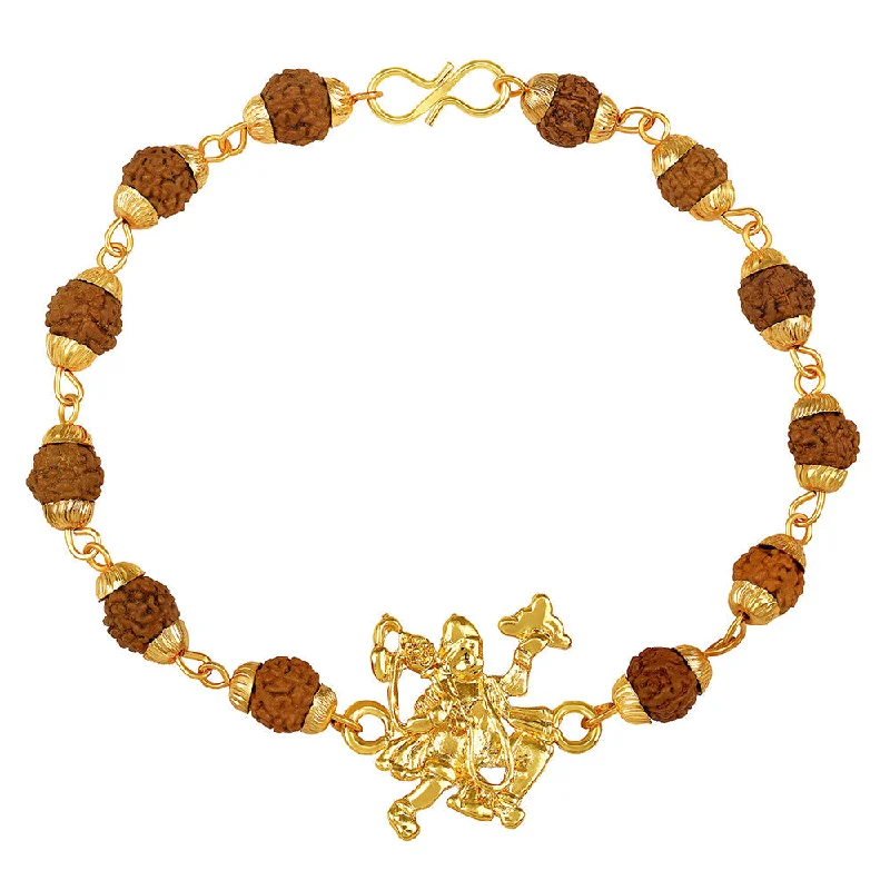 Grab Exquisite Jewelry At The Lowest Prices Mahi Gold Plated Bajrangbali Hanuman Bracelet with Rudraksha for Men (BR1100486G) Grab Exquisite Jewelry At The Lowest Prices Mahi Gold Plated Bajrangbali Hanuman Bracelet with Rudraksha for Men (BR1100486G)