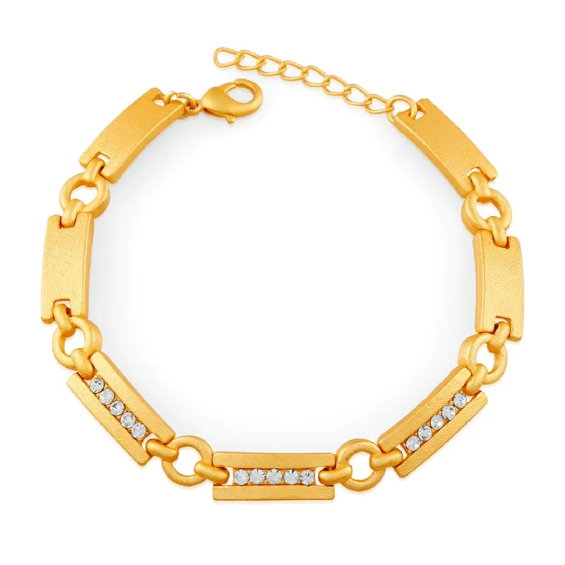 Shop Modern Jewelry Collections With Exclusive Discounts Mahi Gold Plated Enchanting Designer Crystal Bracelet for girls and women - BR1100346GWhi Shop Modern Jewelry Collections With Exclusive Discounts Mahi Gold Plated Enchanting Designer Crystal Bracelet for girls and women - BR1100346GWhi