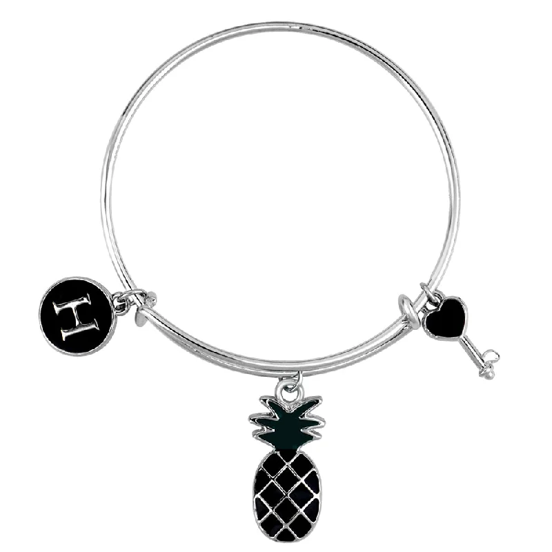 Special Jewelry Deals – Upgrade Your Collection Mahi H Letter Pineapple & Lock Shaped Rhodium Plated Enamel Work Charms Kids Bracelets for Kids (BRK1100969R)