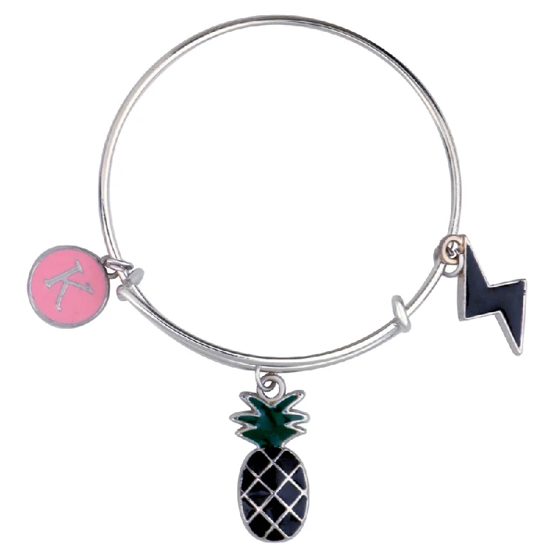 Gorgeous Jewelry, Limited-Time Savings Mahi K Letter & Pineapple Shaped Rhodium Plated Enamel Work Charms Kids Bracelets for Kids (BRK1100959R) Gorgeous Jewelry, Limited-Time Savings Mahi K Letter & Pineapple Shaped Rhodium Plated Enamel Work Charms Kids Bracelets for Kids (BRK1100959R)