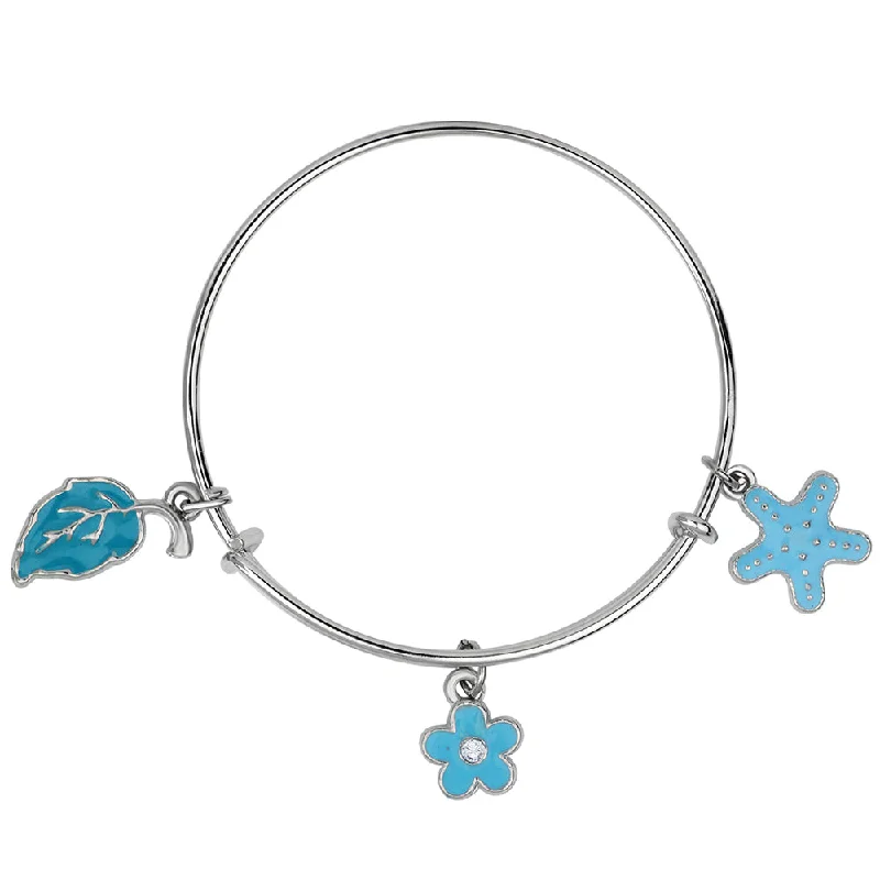 Shop Handcrafted Jewelry At Special Promotional Rates Mahi Leaf & Floral Shaped Enamel Work Charm Bracelet with Rhodium Plated for Kids (BRK1100891R) Shop Handcrafted Jewelry At Special Promotional Rates Mahi Leaf & Floral Shaped Enamel Work Charm Bracelet with Rhodium Plated for Kids (BRK1100891R)