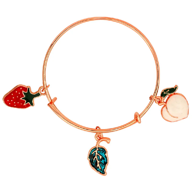 Dazzle In Elegance With Our Biggest Jewelry Sale Mahi Leaf & Strawberry Shaped Rose Gold Plated Enamel Work Charm Bracelet for Kids (BRK1100869Z) Dazzle In Elegance With Our Biggest Jewelry Sale Mahi Leaf & Strawberry Shaped Rose Gold Plated Enamel Work Charm Bracelet for Kids (BRK1100869Z)