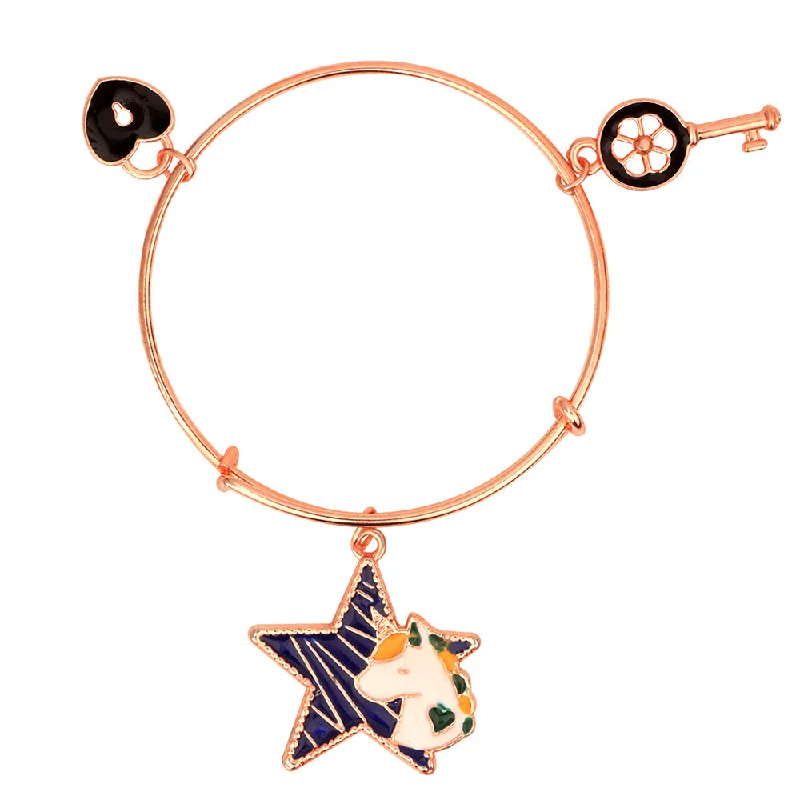 Customized Silver Jewelry For Unique Style Mahi Lock Key & Star Unicorn Shaped Rose gold Plated Charm Bracelet for Kids (BRK1100837Z) Customized Silver Jewelry For Unique Style Mahi Lock Key & Star Unicorn Shaped Rose gold Plated Charm Bracelet for Kids (BRK1100837Z)