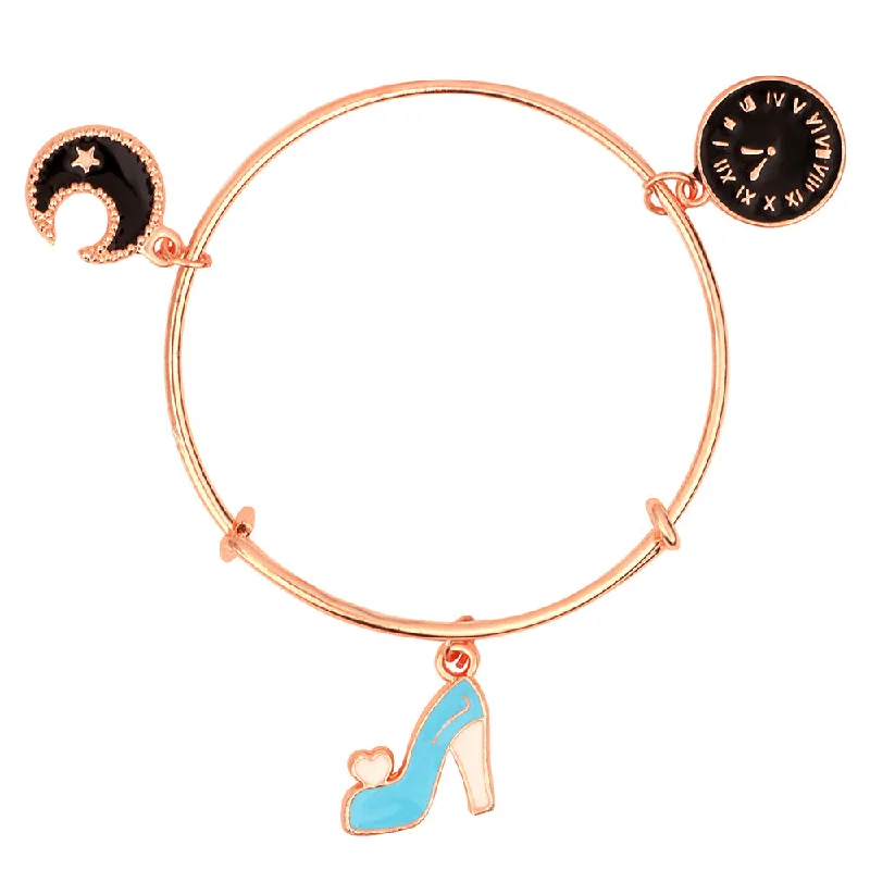 Handmade Pearl Jewelry For Timeless Elegance Mahi Moon Sandal & Watch Shaped Rose Gold Plated Charm Bracelet for Girls(BRK1100836Z) Handmade Pearl Jewelry For Timeless Elegance Mahi Moon Sandal & Watch Shaped Rose Gold Plated Charm Bracelet for Girls(BRK1100836Z)