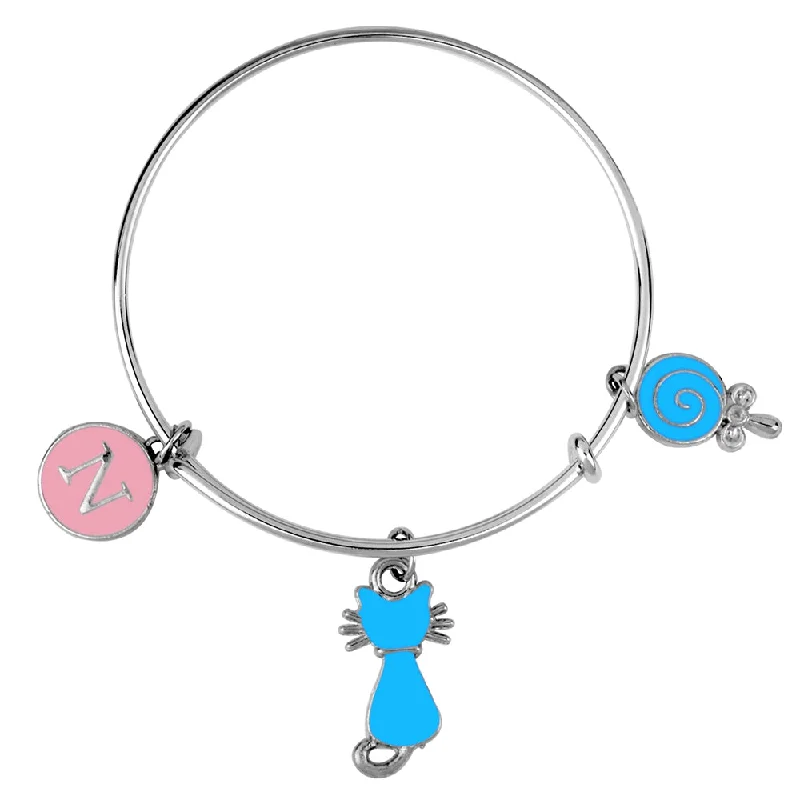 Personalized Jewelry Sale – Meaningful Gifts At Great Prices Mahi N Letter & Cat Shaped Rhodium Plated Enamel Work Charms Kids Bracelets for Kids (BRK1100990R) Personalized Jewelry Sale – Meaningful Gifts At Great Prices Mahi N Letter & Cat Shaped Rhodium Plated Enamel Work Charms Kids Bracelets for Kids (BRK1100990R)