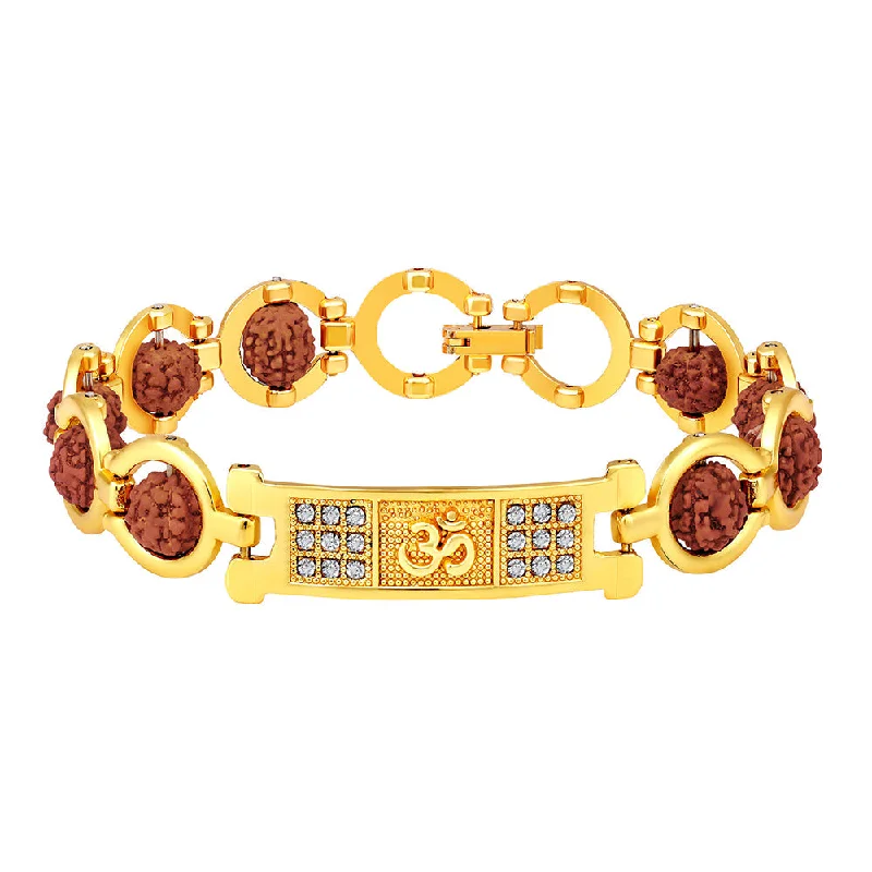 Elevate Your Jewelry Collection With Limited-Time Savings Mahi Om Engraved Broad Bracelet with Rudraksha and Crystals for Men (BR1101021G) Elevate Your Jewelry Collection With Limited-Time Savings Mahi Om Engraved Broad Bracelet with Rudraksha and Crystals for Men (BR1101021G)