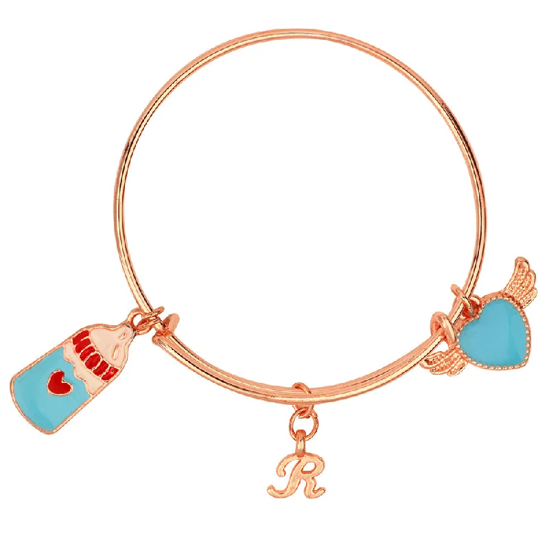 Get The Sparkle You Love At Prices You Adore Mahi R Letter Heartwings & Bottle Shaped Charm Bracelet with Rose Gold Plated for Kids (BRK1100861Z) Get The Sparkle You Love At Prices You Adore Mahi R Letter Heartwings & Bottle Shaped Charm Bracelet with Rose Gold Plated for Kids (BRK1100861Z)
