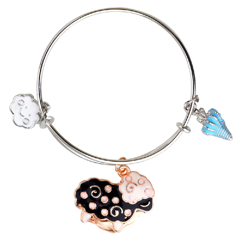 Luxury Jewelry Without The Luxury Price Tag Mahi Rhodium Plated Cloud Ship & Shell Shaped Colorful Enamel Work Charms Kids Bracelets for Kids (BRK1100919M) Luxury Jewelry Without The Luxury Price Tag Mahi Rhodium Plated Cloud Ship & Shell Shaped Colorful Enamel Work Charms Kids Bracelets for Kids (BRK1100919M)