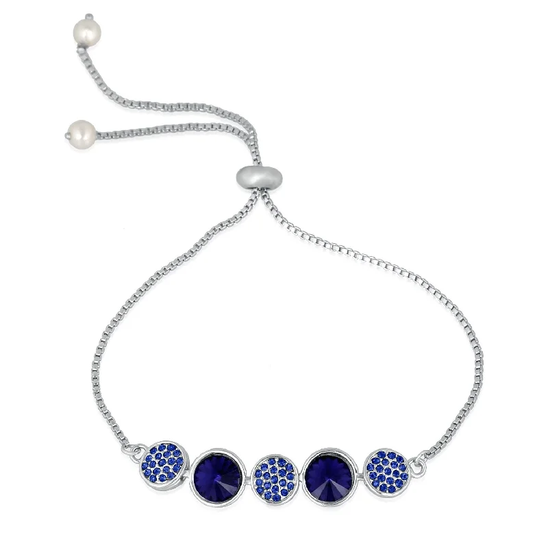 Elevate Your Outfit With Discounted Statement Jewelry Mahi Rhodium Plated Exclusive Gleaming Crystal Link Bracelet for girls and women - BR1100389RDBlu Elevate Your Outfit With Discounted Statement Jewelry Mahi Rhodium Plated Exclusive Gleaming Crystal Link Bracelet for girls and women - BR1100389RDBlu
