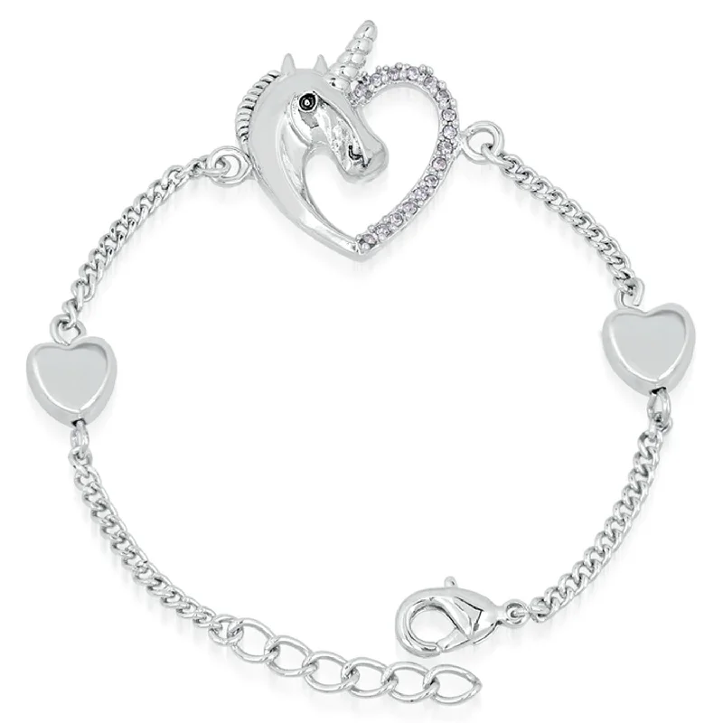 Premium Jewelry, Premium Discounts – Act Fast Mahi Rhodium Plated Heart Love Innocent Unicorn Bracelet with Crystal Stones - BR1100372R Premium Jewelry, Premium Discounts – Act Fast Mahi Rhodium Plated Heart Love Innocent Unicorn Bracelet with Crystal Stones - BR1100372R