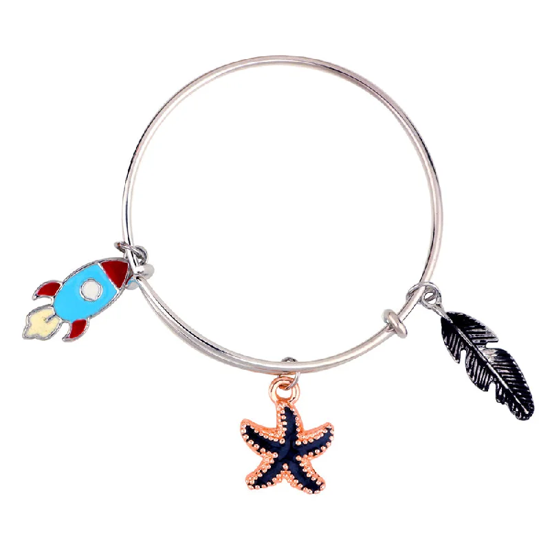 Exclusive Online Jewelry Sale – Don't Wait Mahi Rhodium Plated Star Fish Rocket & Feather Shaped Colorful Enamel Work Charms Kids Bracelets for Girls (BRK1100916M) Exclusive Online Jewelry Sale – Don't Wait Mahi Rhodium Plated Star Fish Rocket & Feather Shaped Colorful Enamel Work Charms Kids Bracelets for Girls (BRK1100916M)