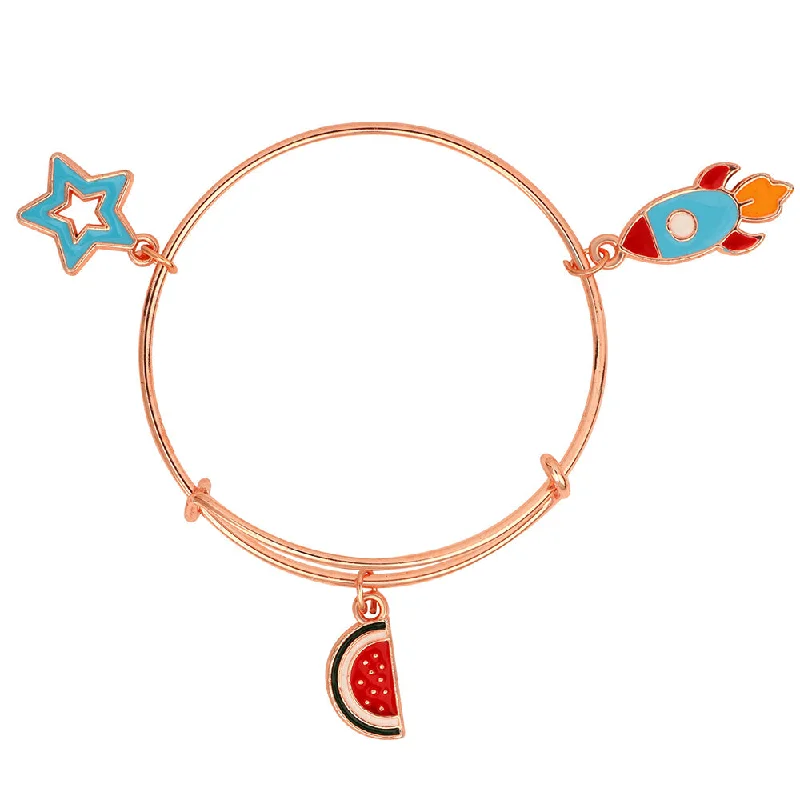 Elegant Jewelry At Unbeatable Prices – Shop Today Mahi Rocket, Star & Watermelon Rose Gold Plated Enamel Work Charms Bracelets for Kids(BRK1100856Z) Elegant Jewelry At Unbeatable Prices – Shop Today Mahi Rocket, Star & Watermelon Rose Gold Plated Enamel Work Charms Bracelets for Kids(BRK1100856Z)