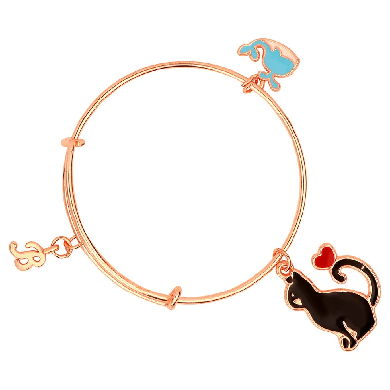 Fashion-Forward Geometric Jewelry For Contemporary Style Mahi Rose Gold Plated B Letter and Fish, Cat Shaped Colorful Enamel Work Charms Kids Bracelets for Girls (BRK1100827Z) Fashion-Forward Geometric Jewelry For Contemporary Style Mahi Rose Gold Plated B Letter and Fish, Cat Shaped Colorful Enamel Work Charms Kids Bracelets for Girls (BRK1100827Z)