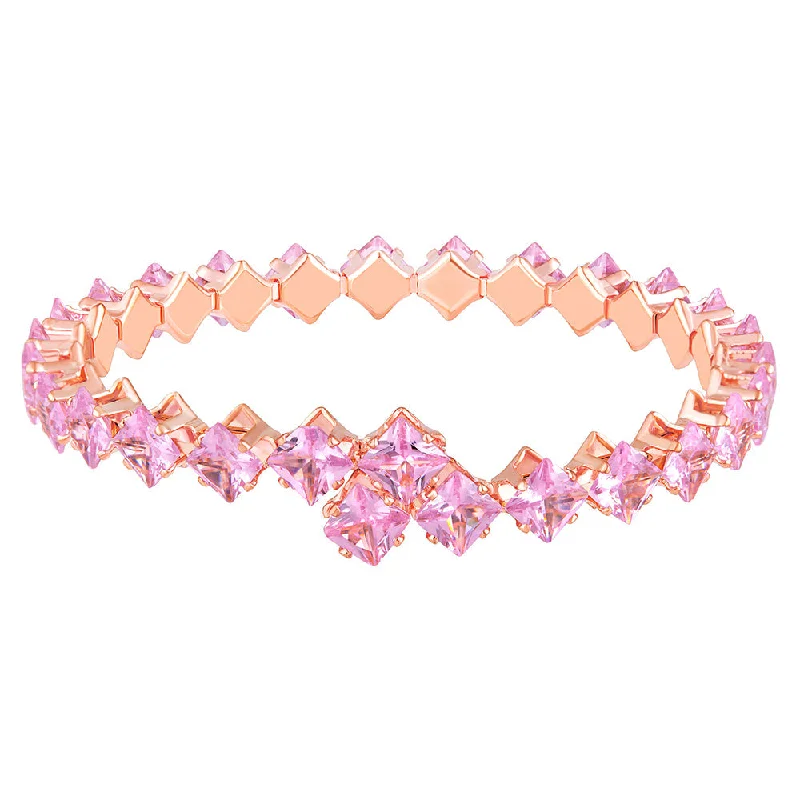 Flash Sale On Stunning Jewelry – Limited Stock Available Mahi Rose Gold Plated Classic Princess Cut Pink Cubic Zirconia Studed Adjustable Kada Bracelet for Women (BR1101014ZPin) Flash Sale On Stunning Jewelry – Limited Stock Available Mahi Rose Gold Plated Classic Princess Cut Pink Cubic Zirconia Studed Adjustable Kada Bracelet for Women (BR1101014ZPin)