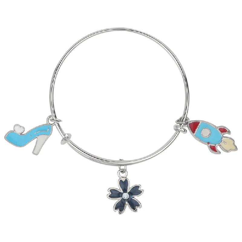 Limited-Stock Jewelry Sale – Shop Before It's Gone Mahi Sandal, Rocket & Floral Shaped Rhodium Plated Enamel Work Charms Bracelet for Kids (BRK1100885R) Limited-Stock Jewelry Sale – Shop Before It's Gone Mahi Sandal, Rocket & Floral Shaped Rhodium Plated Enamel Work Charms Bracelet for Kids (BRK1100885R)