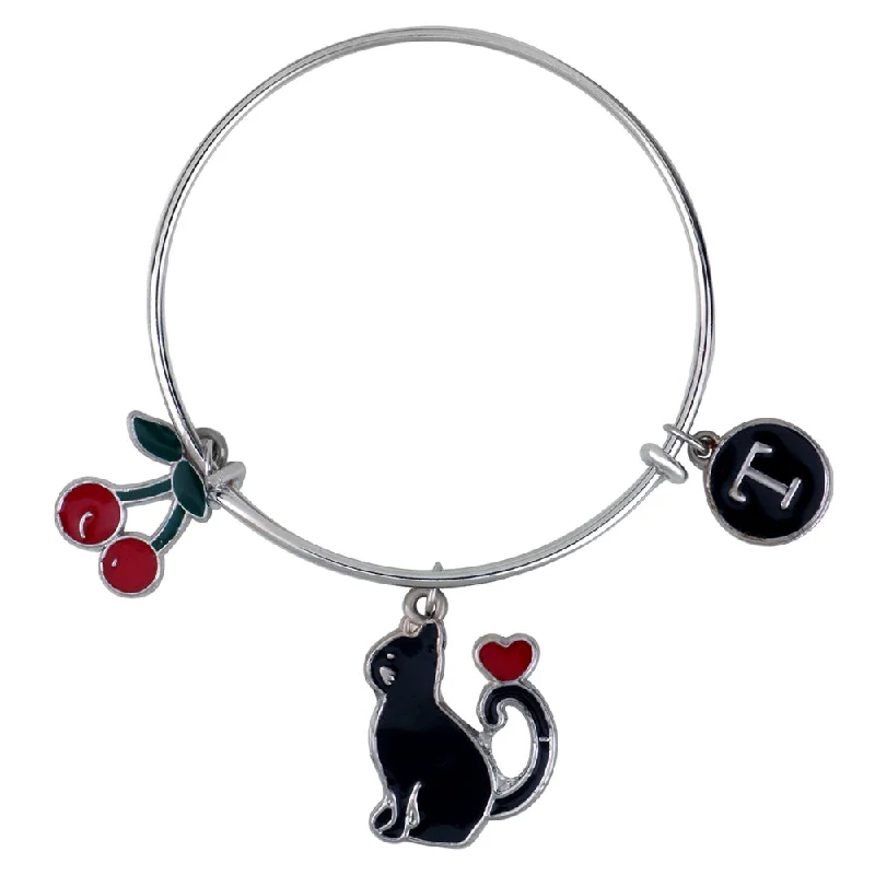 Chic, Trendy, And Affordable Jewelry Sale Mahi T Letter Cherry & Cat Shaped Rhodium Plated Enamel Work Charms Kids Bracelets for Girls (BRK1100952R) Chic, Trendy, And Affordable Jewelry Sale Mahi T Letter Cherry & Cat Shaped Rhodium Plated Enamel Work Charms Kids Bracelets for Girls (BRK1100952R)