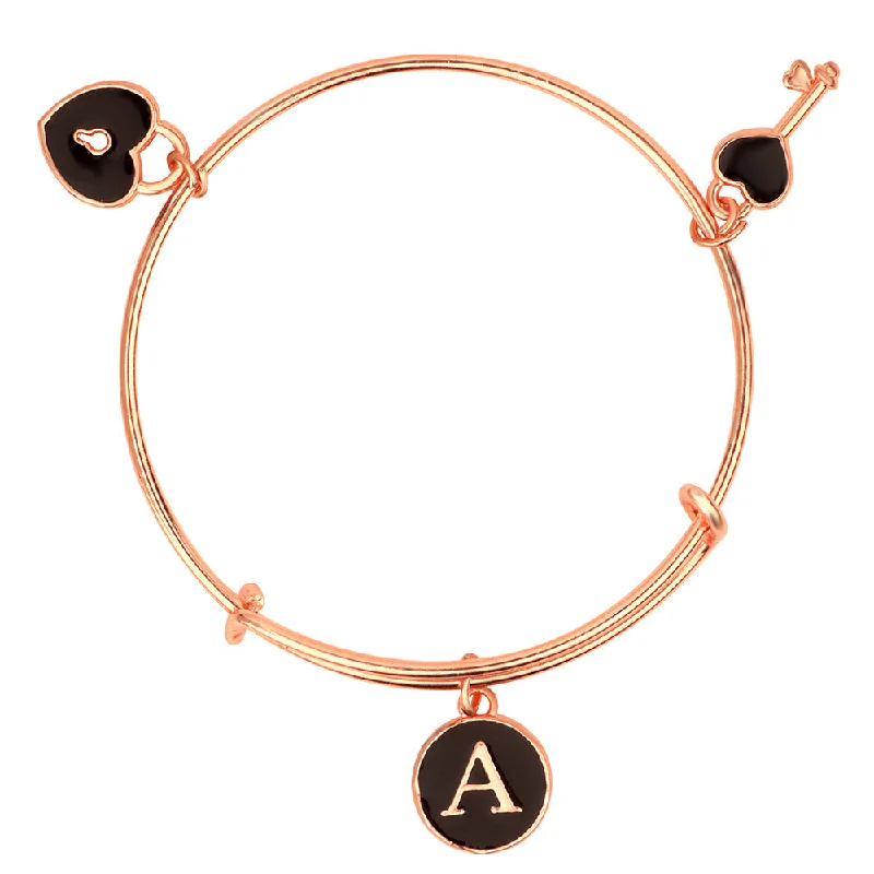 Adjustable Charm Bracelets For A Perfect Fit Mahi T Letter & Lock, Key Shaped Rose Gold Plated Charm Bracelet for Girls (BRK1100831Z) Adjustable Charm Bracelets For A Perfect Fit Mahi T Letter & Lock, Key Shaped Rose Gold Plated Charm Bracelet for Girls (BRK1100831Z)