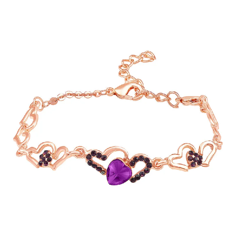 Handcrafted Beauty At Affordable Prices Mahi Valentine Special Lovely Purple Heart Link Bracelet with Glittering Crystal stones for Girls (BR1100485ZPur) Handcrafted Beauty At Affordable Prices Mahi Valentine Special Lovely Purple Heart Link Bracelet with Glittering Crystal stones for Girls (BR1100485ZPur)
