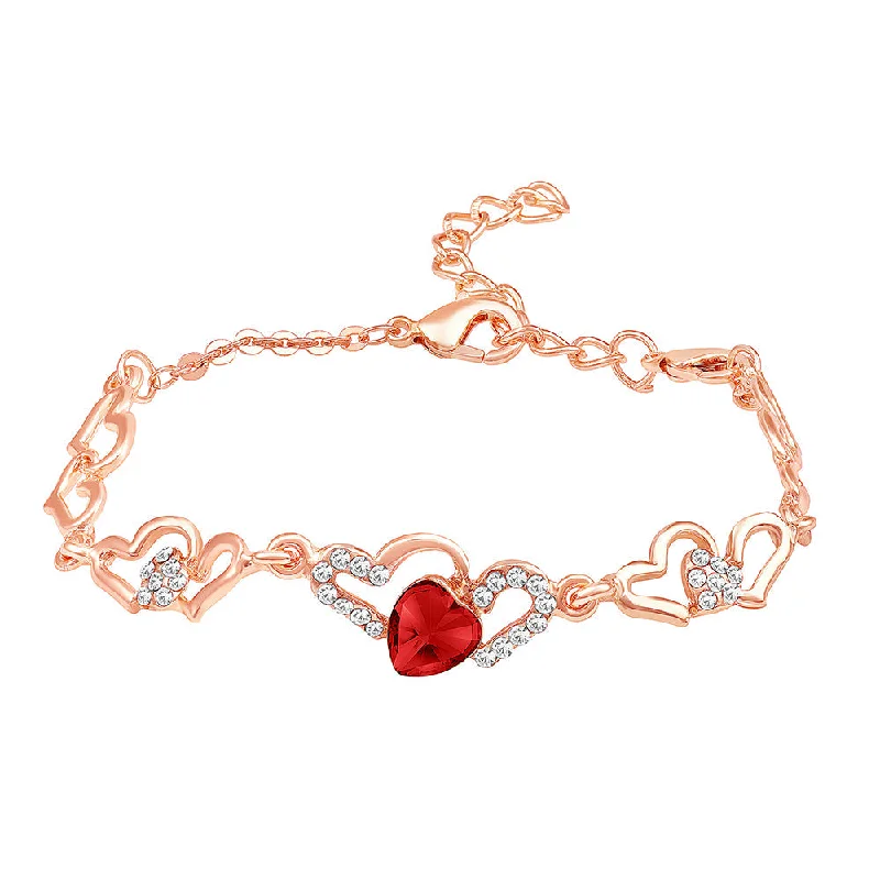 Your Dream Jewelry At Dream Prices Mahi Valentine Special Lovely Red Heart Link Bracelet with Glittering Crystal stones for Girls (BR1100484ZRed) Your Dream Jewelry At Dream Prices Mahi Valentine Special Lovely Red Heart Link Bracelet with Glittering Crystal stones for Girls (BR1100484ZRed)
