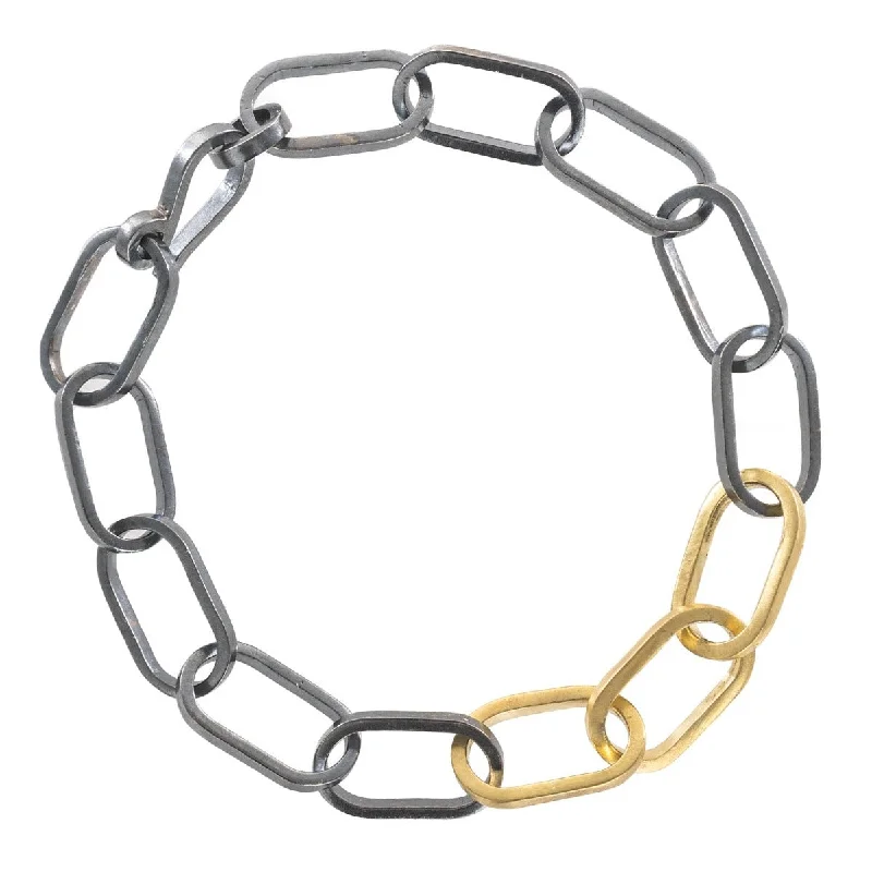 Must-Have Jewelry At Irresistible Discounts Black + Gold Chain Bracelet - 22k/18k gold, Oxidized Silver Must-Have Jewelry At Irresistible Discounts Black + Gold Chain Bracelet - 22k/18k gold, Oxidized Silver