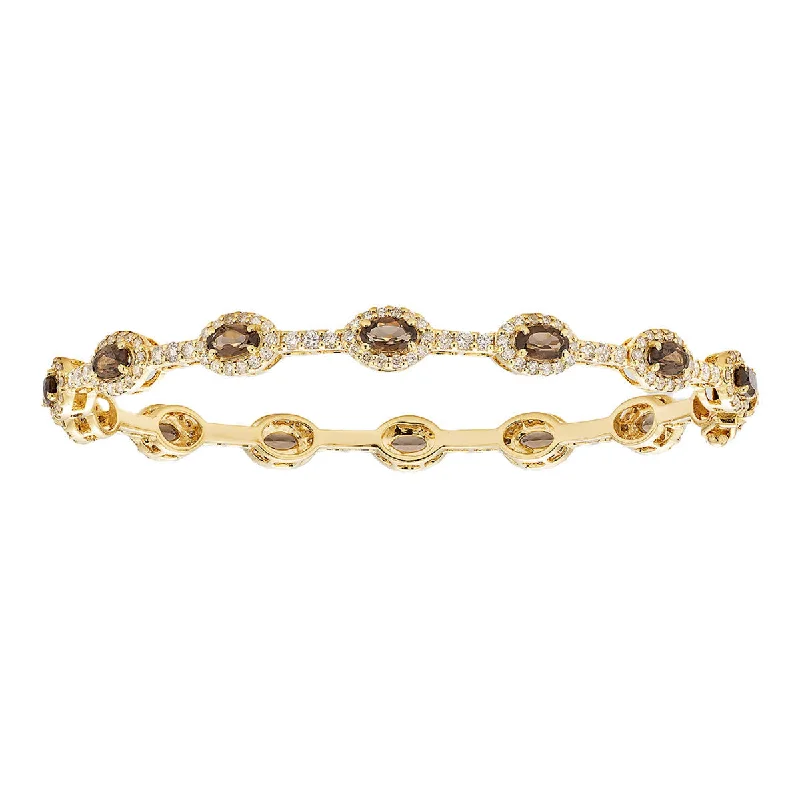 Dazzle With Discounts – Shop Jewelry On Sale Olivia Smokey Topaz Yellow Gold Bangle